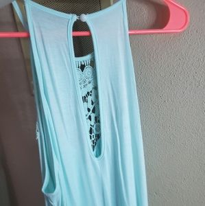 Flowy Blue Lace Halter Dress